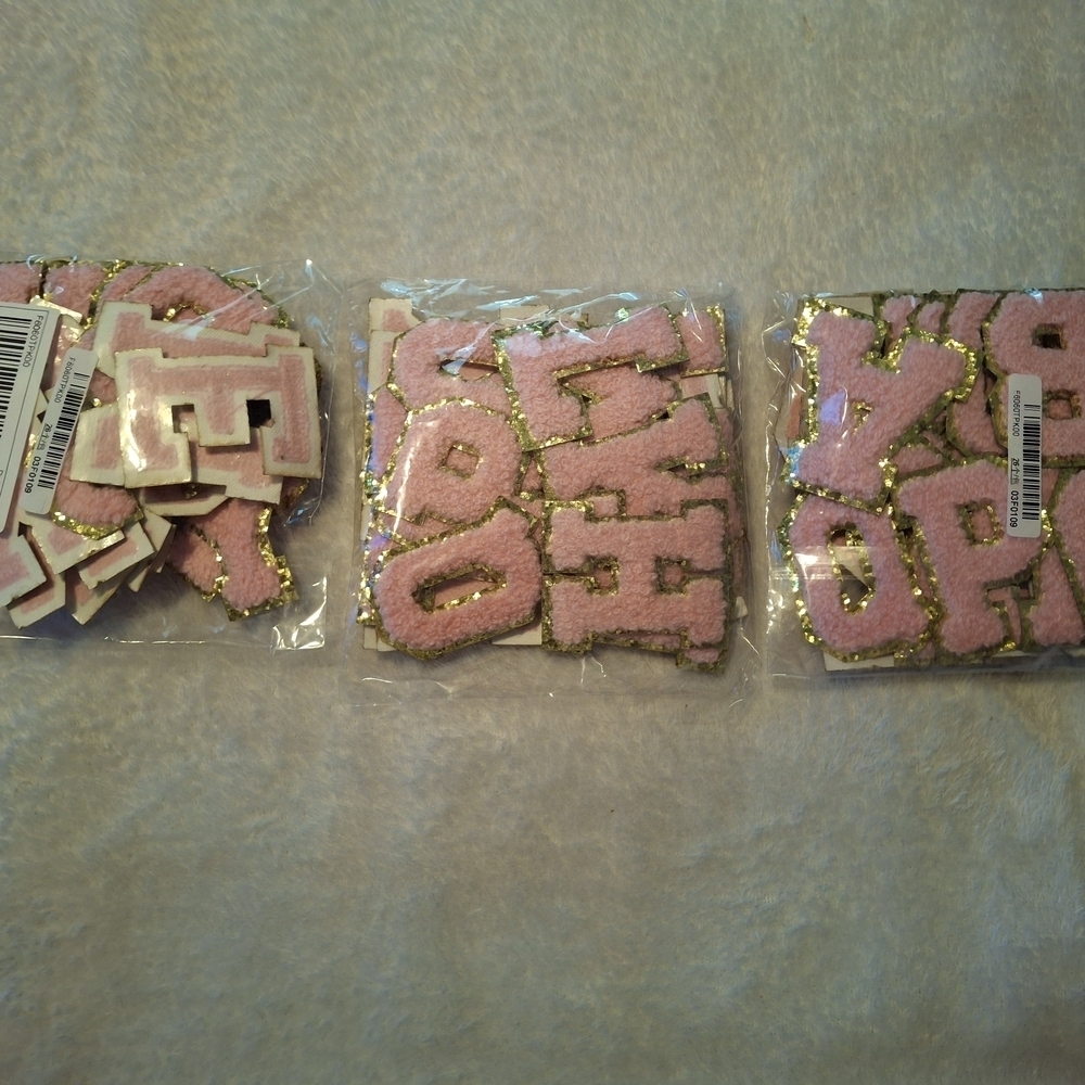 Pink and Gold Alphabet Patches